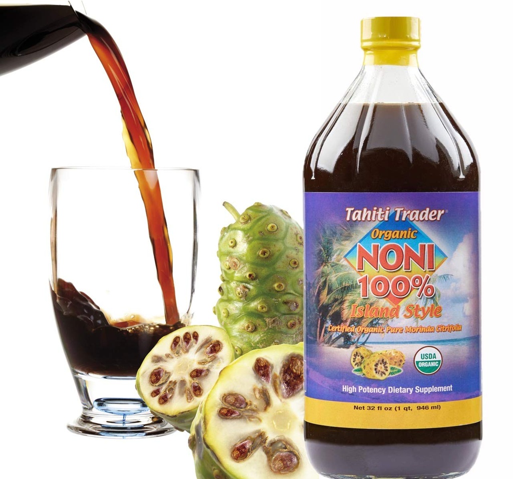 Tahiti Trader Island Style High Potency Noni Juice - Succo di frutta puro noni Fermented to Vinegar - Superfood Antiossidante Organico Supporta Energia & Body Health - (32oz, 1 Pack)