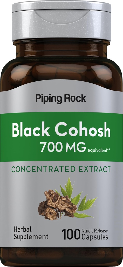 Piping Rock Black Cohosh Root Extract | 700 mg | 100 capsule | Concentrato | Non OGM, Gluten Free Supplement