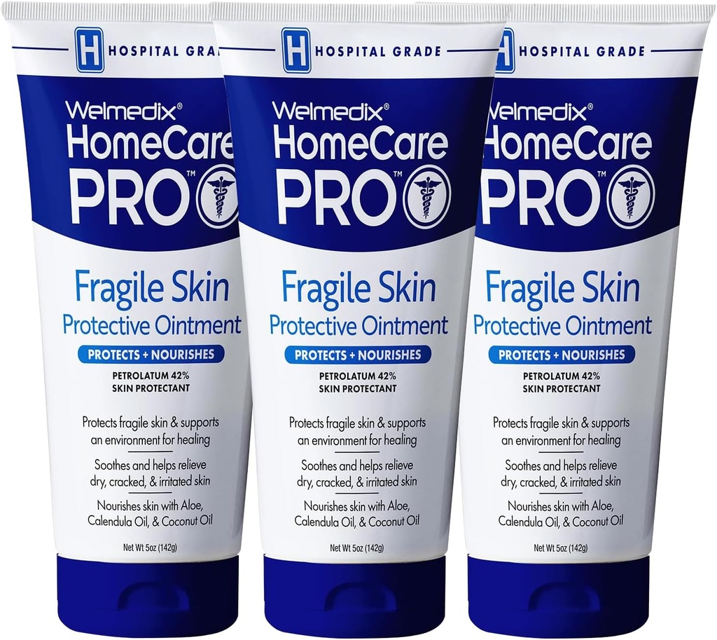 Welmedix Fragile Skin Protective Ointment | Ospedaliero Grade Guarigione Ointment, Barrier Cream & Skin Protectant w/Calendula per il trattamento di Eczema, Psoriasis, Dermatiti, Sore di letto, Chafing (Pacchetto di 3)