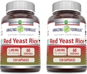 Incredibile formula rosso lievito di riso 1200mg per il consumo capsule supplemento | Non-OGM | Gluten Free | Made in USA (120 conte | 2 Pack)