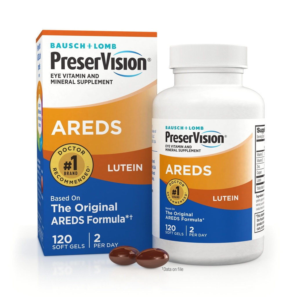 PreserVision AREDS Eye Vitamins, #1 Eye Doctor Raccomandato Brand, Multivitamina con Luteina, Vitamine C & E, Zinco e Integratori di Rame, 120 Softgels