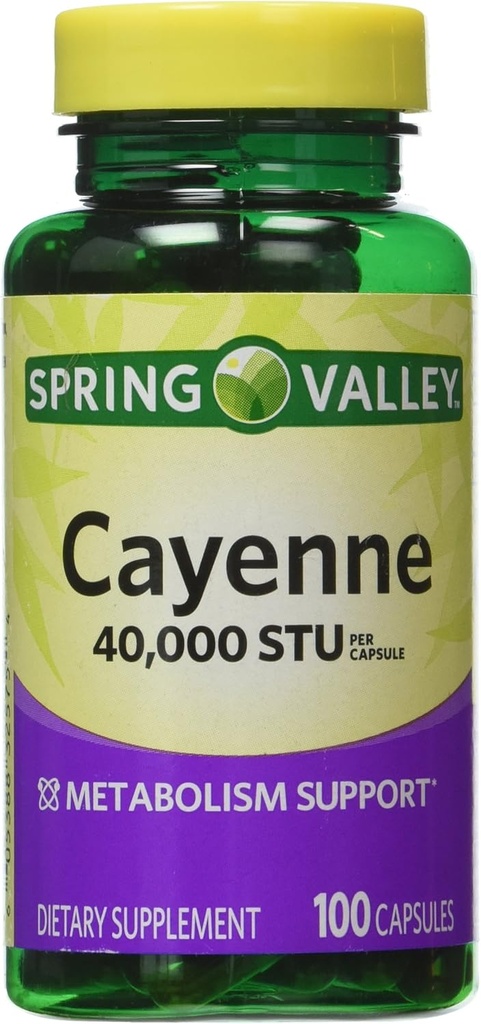 Valle di primavera - Cayenne Frutta 40.000 STU, Tutta Herb, 100 capsule