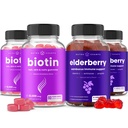 NutraChamps Biotin Gummies (2 Pack) e Elderberry Gummies (2 Pack) 4 Pack Bundle