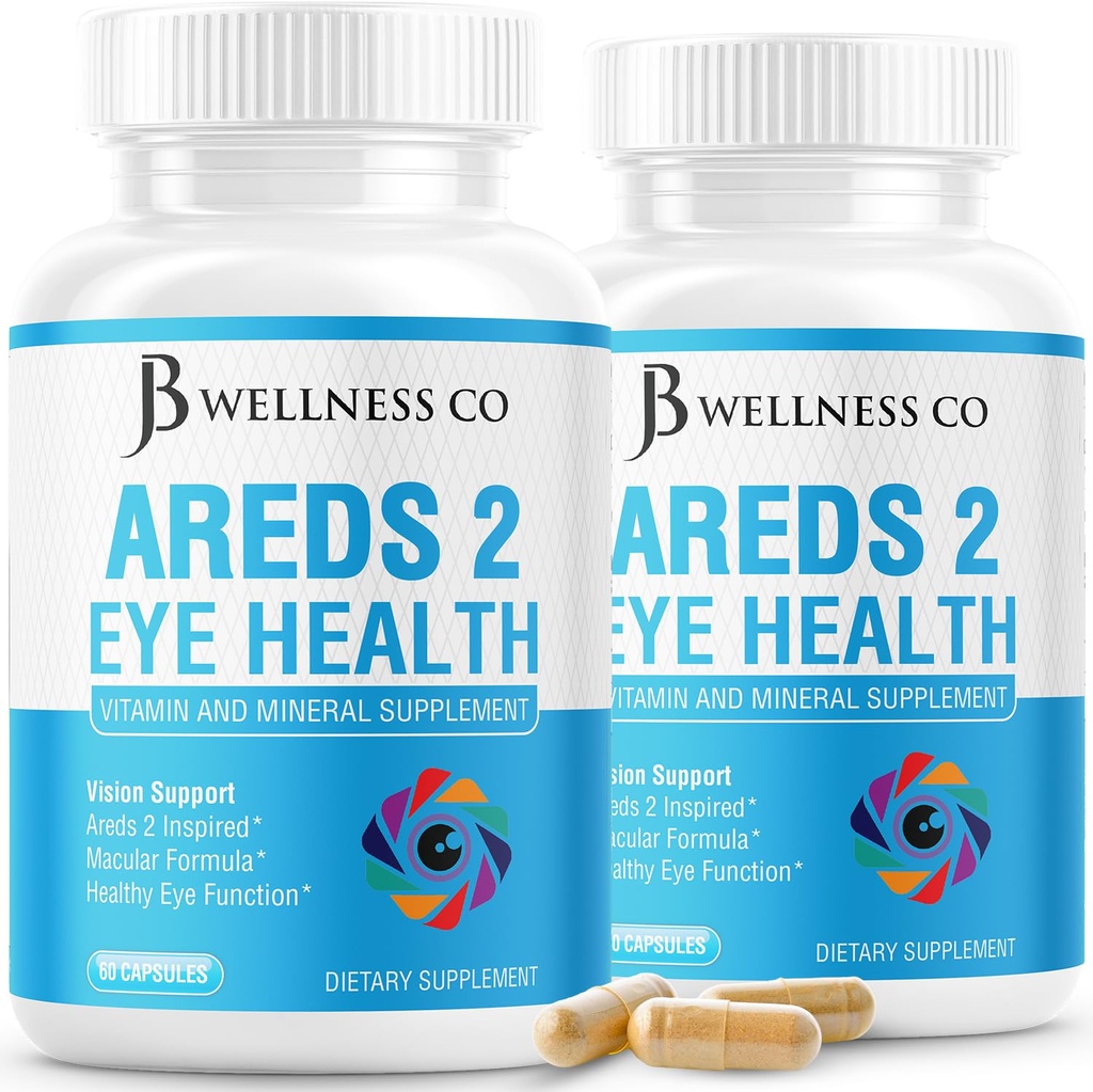 JB Wellness AREDS 2 Integratore di Vitamina e Minerali Occhi, Contiene Luteina, Vitamina C, Zeaxantina, Zinc & Vitamin Enhance Vision Supplemento - 120 Conte