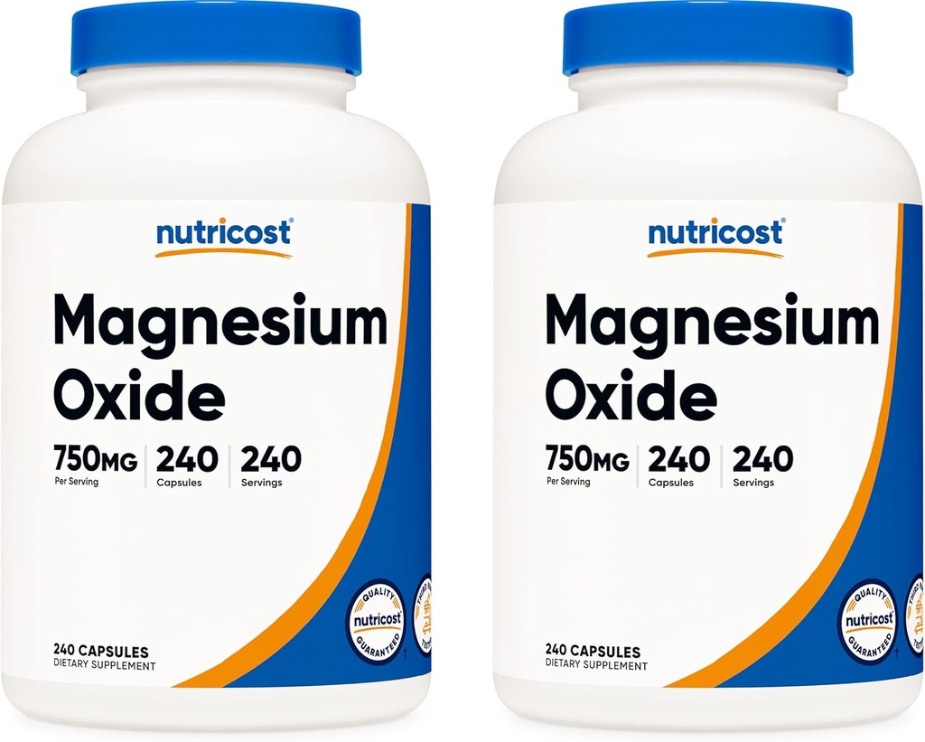 Nutricost Magnesio Ossido 750mg, 240 capsule (2 bottiglie)