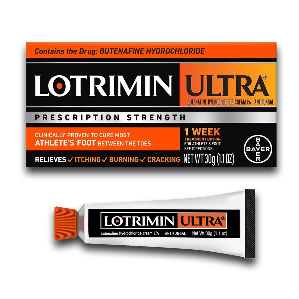 Lotrimin Ultra 1 settimana Trattamento del piede dell'atleta, Prescrizione resistenza Butenafine cloridrato 1%, Cures Piede della maggior parte dell'atleta tra le punte, crema, 1.1 Oz