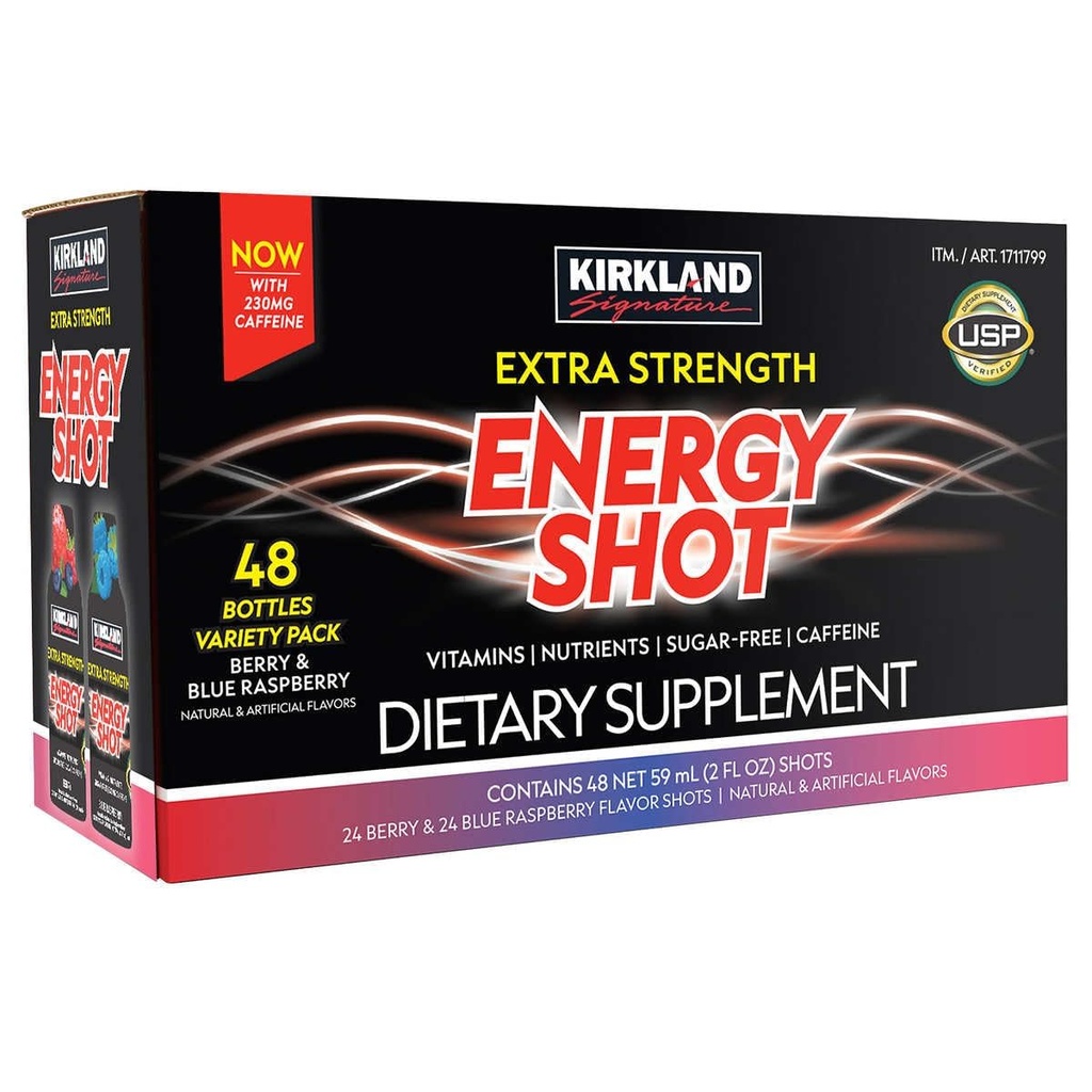 Kirkland Segnatura Extra resistenza di energia Shot Varietà, 2 bottiglia di oncia (48 conteggio)