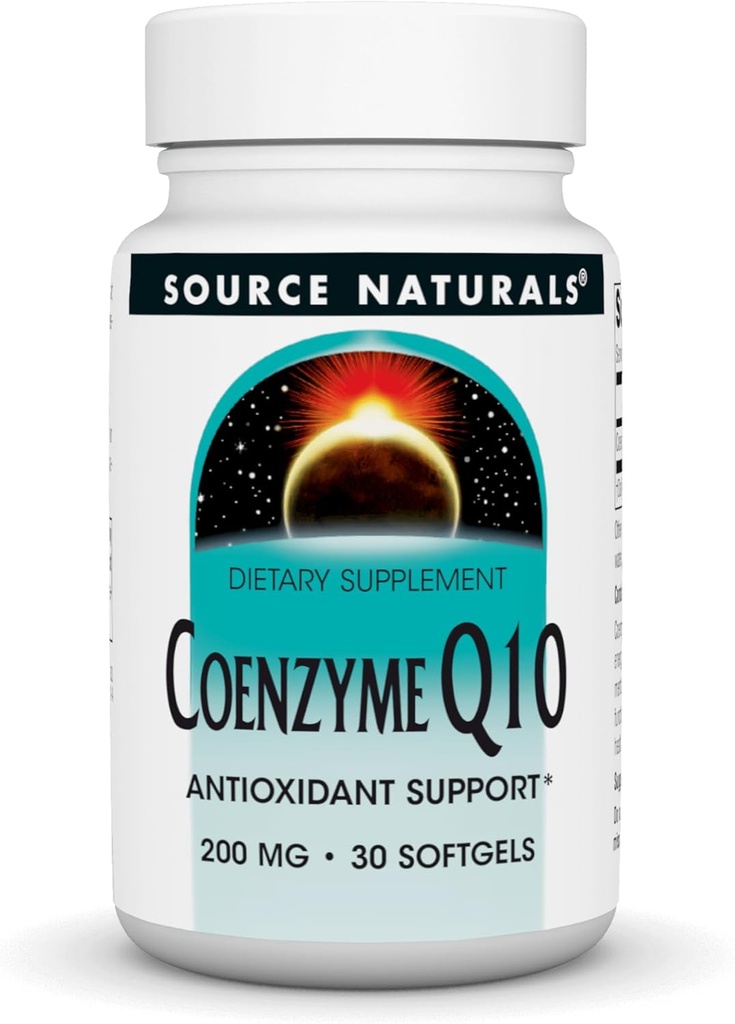 Sorgente Naturals Coenzyme Q10 Supporto antiossidante 200 mg per cuore, cervello, immunità e supporto del fegato - 30 Softgels