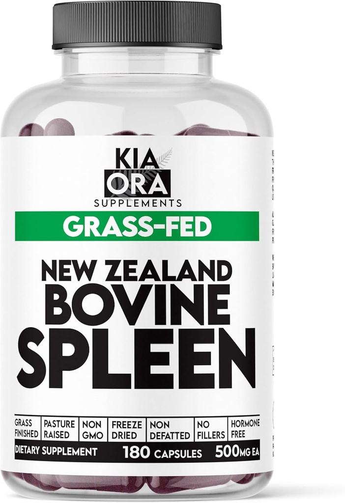 Grass Fed Bovine Spleen Supplemento | Freeze-Dried, Desiccated Spleen Glandular – Supporta la funzione immunitaria & Blood Health – Ancestral Organ Capsules – 180ct