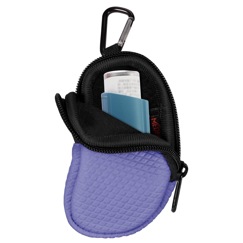 Neoprene Asthma Inhaler Holder, protettivo portatile viaggio pratico Holster, leggero Carrying caso con clip Carabiner e tasca Mesh dentro, Inhaler non incluso (solo Case) (Violet)