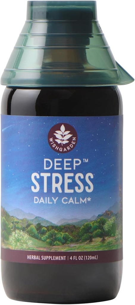 Erbe di WishGarden Stress profondo con Ashwagandha - Integratore di sostegno adrenale di erbe liquide basato su piante con radice di Ashwagandha e adaptogeni di Powerhouse per il sollievo di stress, Tintura di stringa di azione rapida, 4oz