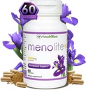 VH Nutrition MENOLITE+ | Supplemento di menopausa* per le donne | Supporto ormonale di massima resistenza* e Rilievo di Flash caldo* | Formula naturale per il sollievo dal sintomo di menopausa | 60 capsule