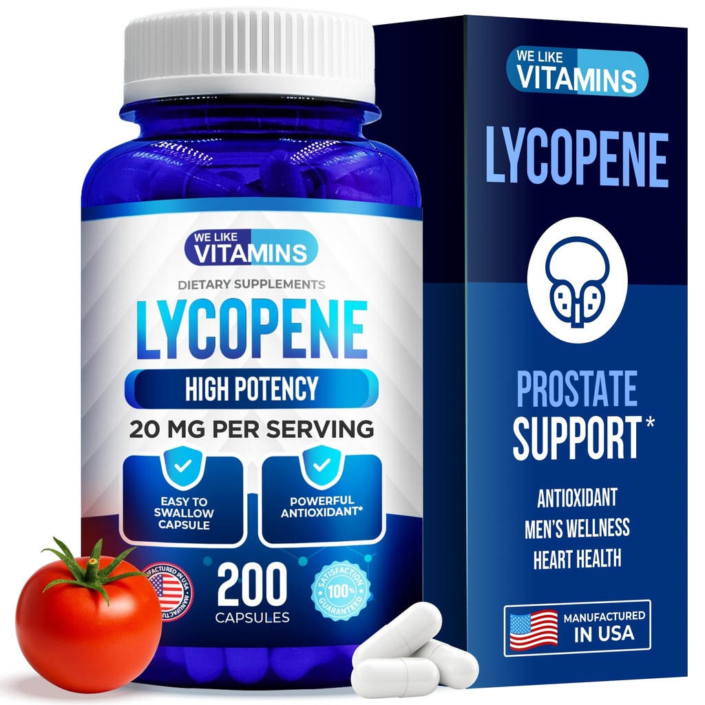 Ci piacciono le vitamine Lycopene integratori per gli uomini - Lycopene 20mg Per Serving - 200 capsule - Super Antiossidante che aiuta a sostenere il sistema immunitario e la salute della prostata