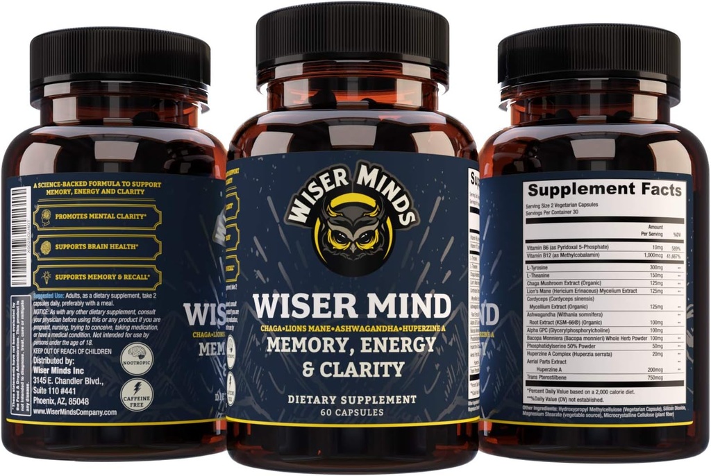 Nootropic | Memoria, Focus, Mental Clarity Supplemento | Lions Mane Ashwagandha