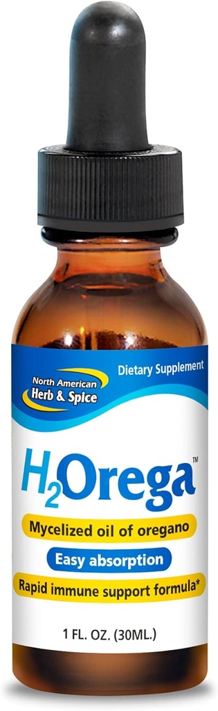 NORTH AMERICAN HERB & SPICE H2Orega - 1 fl. oz. - Olio Mycelized di Oregano - Rapid Immune Support Formula - Easy Absorption - Non-GMO - 173 Serve