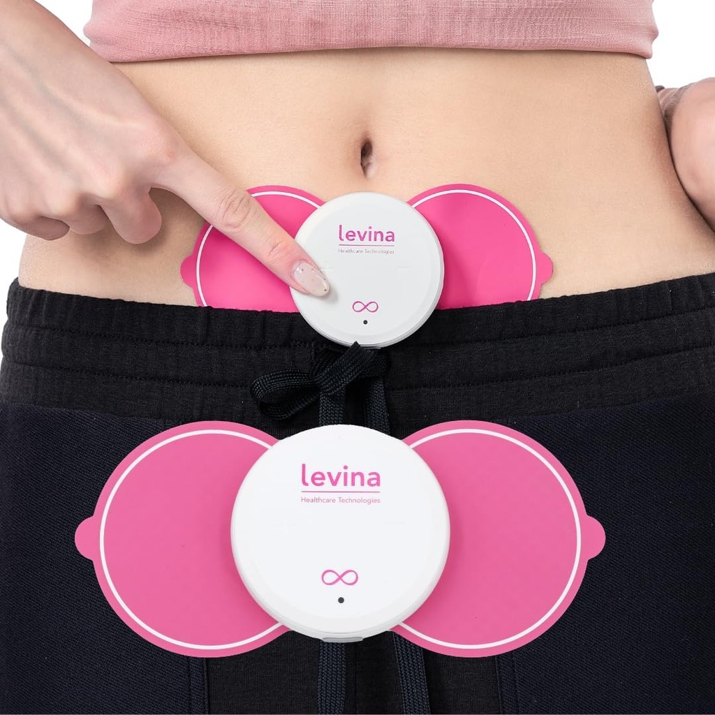 Levina Menstrual Period Dispositivi di Rilievo - Unità TENS Wireless e Elettrodi Biocompatibili, Collegamento ricaricabile, Magnetico, Rilievo di Cramp istantaneo &amp; PMS, Eleggibile FSA HSA (RS-38)