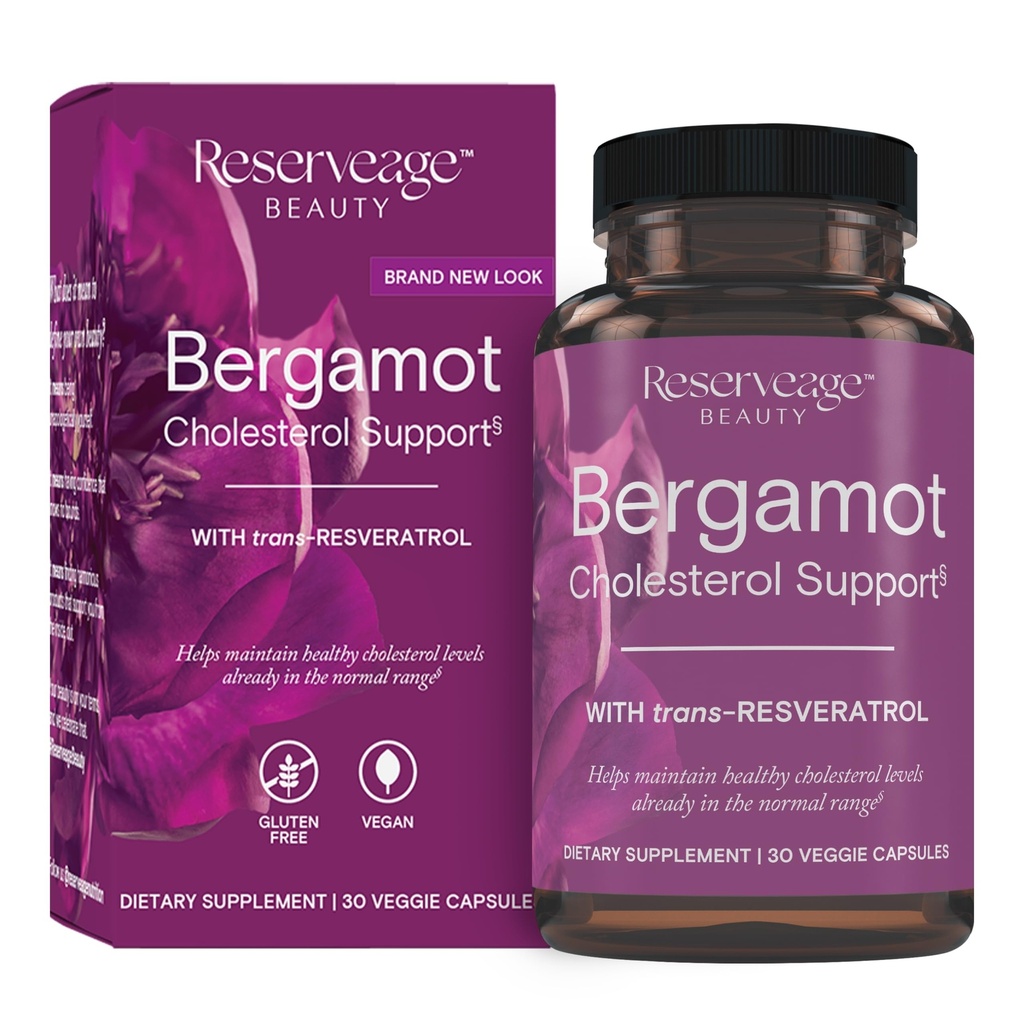 Assistenza al colesterolo Bergamotto con Resveratrolo - Supplemento antiossidante per il supporto cardiovascolare & salute del cuore - Vegan & Non OGM - 30 Capsule (30 Serve)
