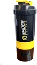 5 In 1 Bottiglia di Shaker di Proteine - Bottiglia di Shaker di serie professionale per scuotere di proteine e bottiglia di palestra pre allenamento, con stoccaggio di polvere, vassoio di pedaggio, palla di miscelazione, tazza di scaglie (giallo)