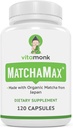MATCHAMAXTM Organic Japanese Matcha Capsule - Pure Organic Matcha Green Tea Pills for Smooth Zen-Like Energy and Natural Mood Boost - Vegan Matcha Supplemento Packed with Antioxidants - 120ct