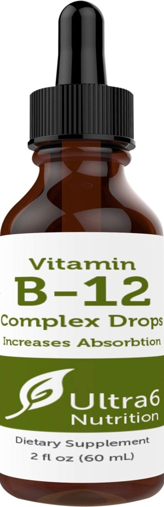 Ultra6 Nutrition Vitamina B12 gocce liquide sublinguali - B12 Integratore di metilcobalamina Grande per l'energia e la stanchezza - Integratori di vitamina-B per le donne e gli uomini - 90 giorni di alimentazione