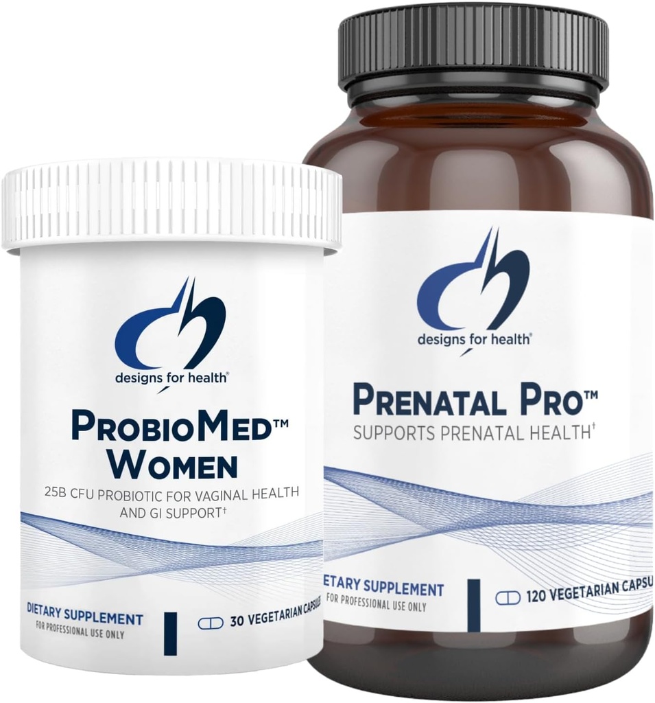 Progetti per la salute Prenatal & Probiotico Bundle - Prenatal Pro (180 capsule) Prenatale Multivitamina con Folate e Chelati Minerali & ProbioMed Donne (30 capsule) Gut Health & Vaginal Probiotic