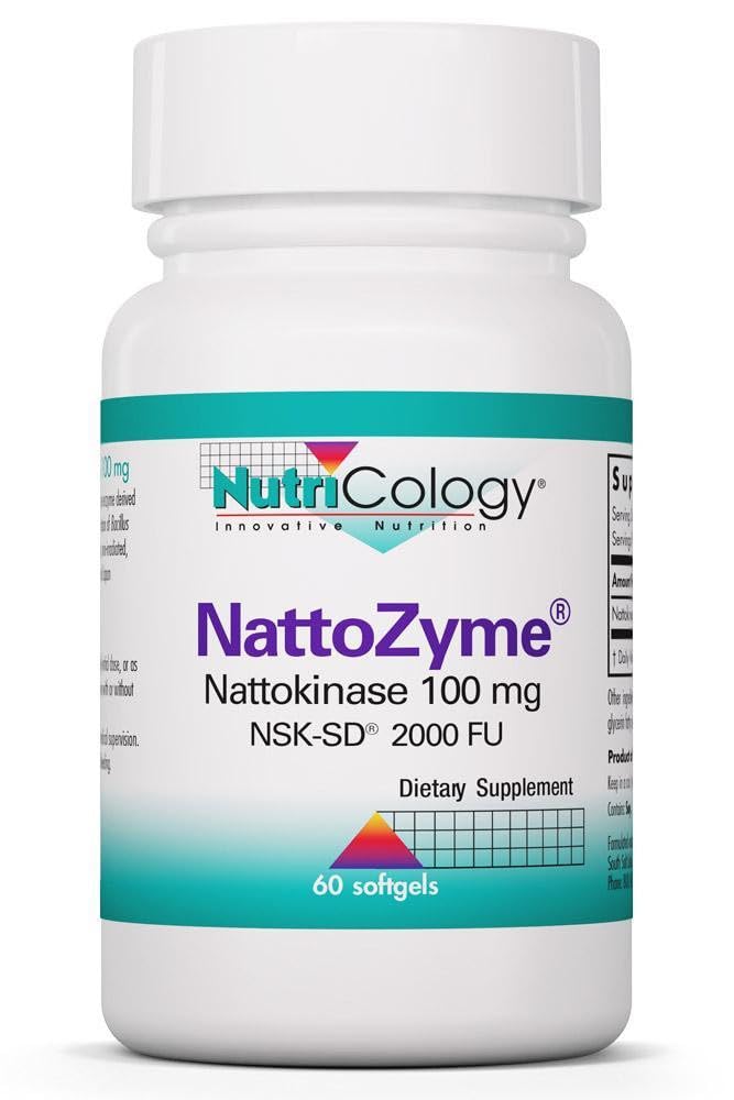 Nutricology NattoZyme - Nattokinase Supplement NSK-SD 2000 FU, 100 mg, per uomini e donne, soluzioni anallergiche, Formula per il supporto al cuore - 60 Vegetarian Softgels