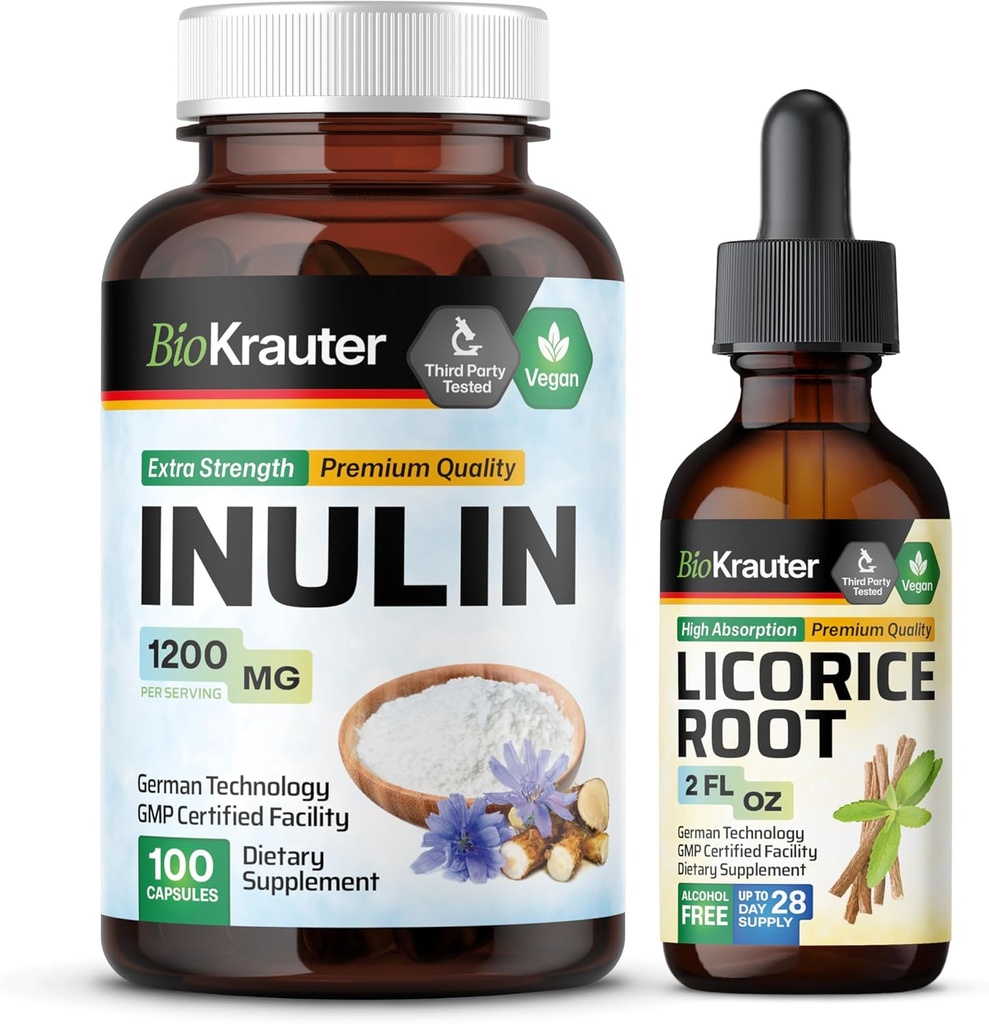 BIO KRAUTER Inulin 100 capsule & Licorice Root Tincture 2 Fl. Oz.