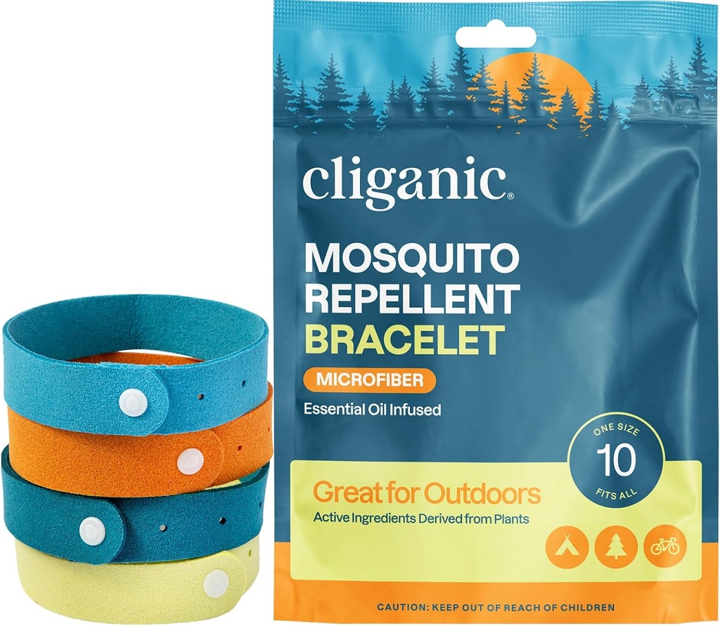 Bracciali in microfibra respinti della zanzara Cliganic (10 Conte) - per adulti e bambini, bande gratuite DEET