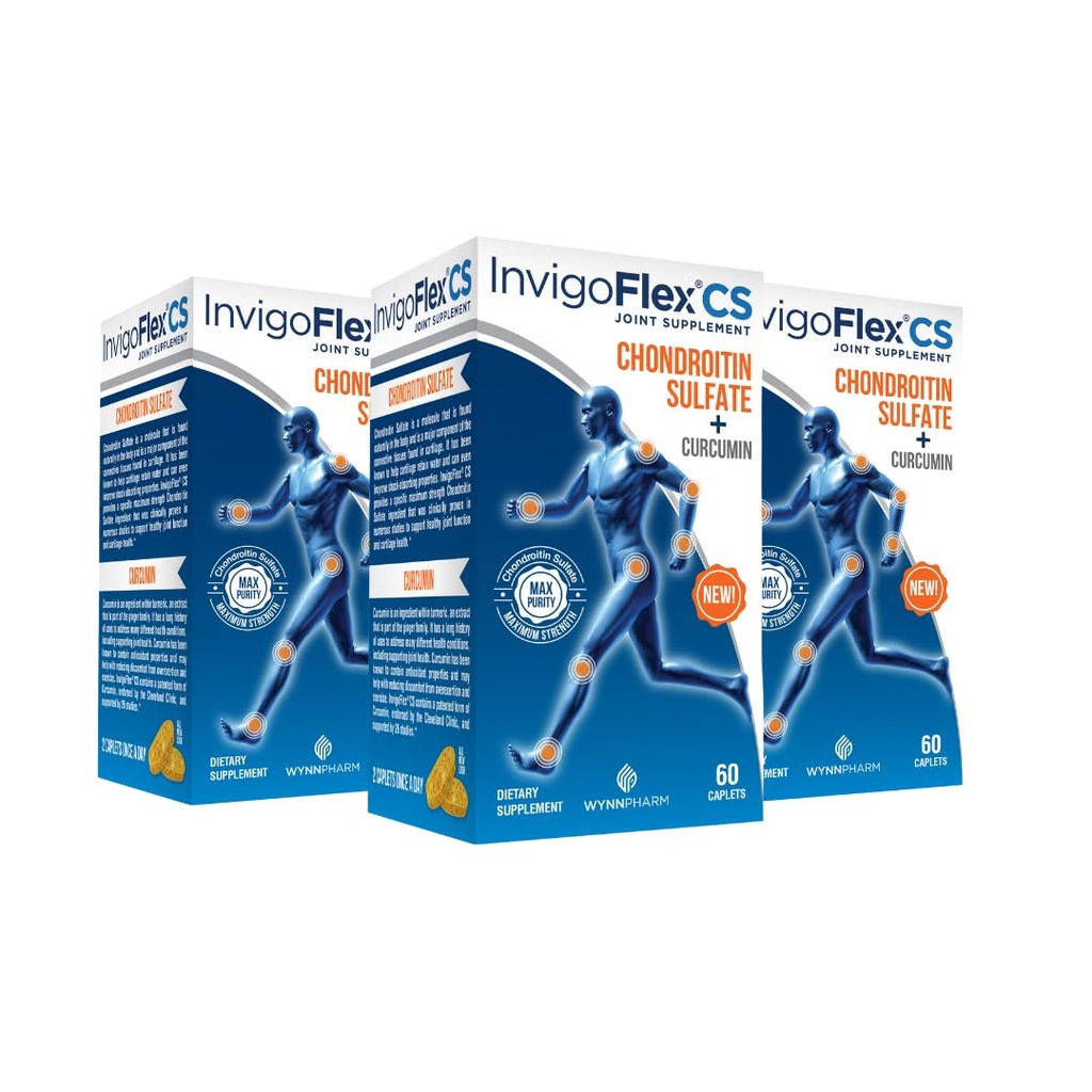 INVIGOFLEX Condroitin Sulfate con curcumina curcumina non OGM per ginocchio, mano, schiena & Hip Premium Joint Supplement CS - 3 Pack