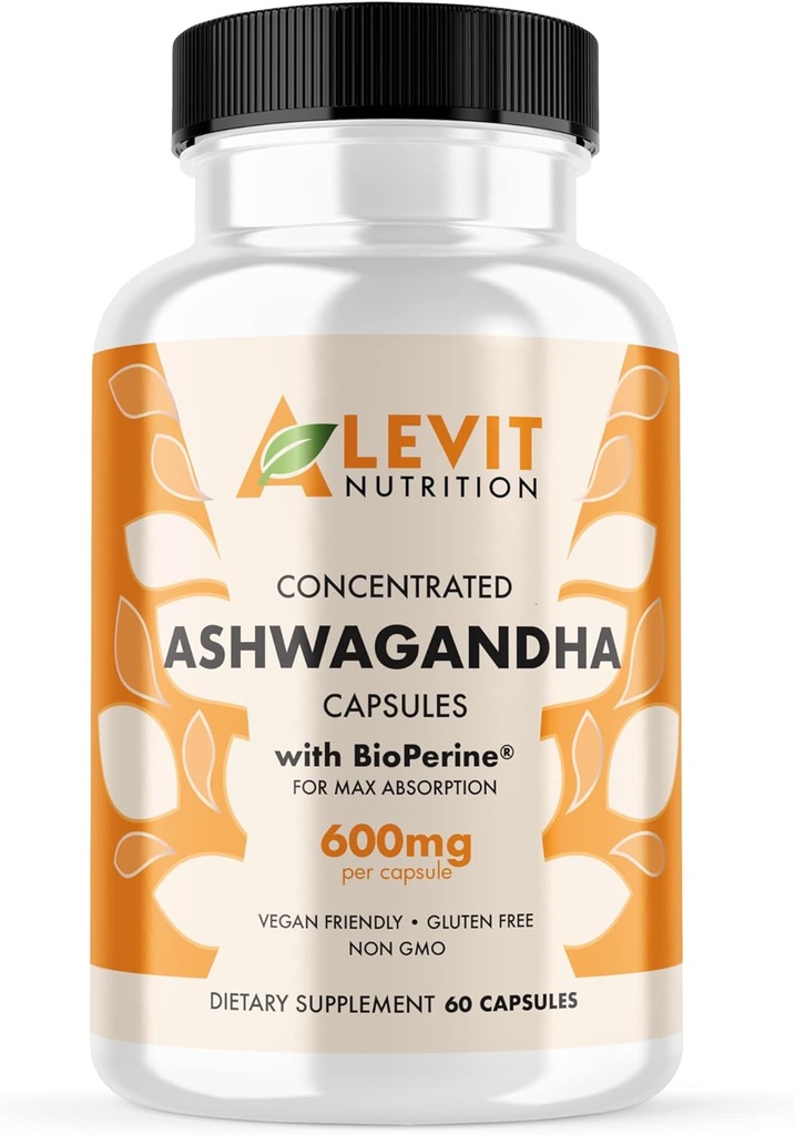 Organic Ashwagandha 600mg - 60 Count (2-Month Supply) - Vegan - BioPerine per un migliore assorbimento - Stress, Mood & Wellbeing Support
