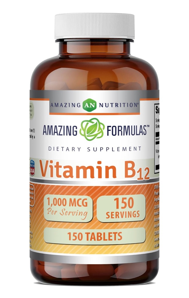 Incredibile formula Vitamina B12 Supplemento | 1000 Mcg per Serving | Compresse | Non OGM | Gluten-Free | Made in USA (1 Confezione, 150 Conte)