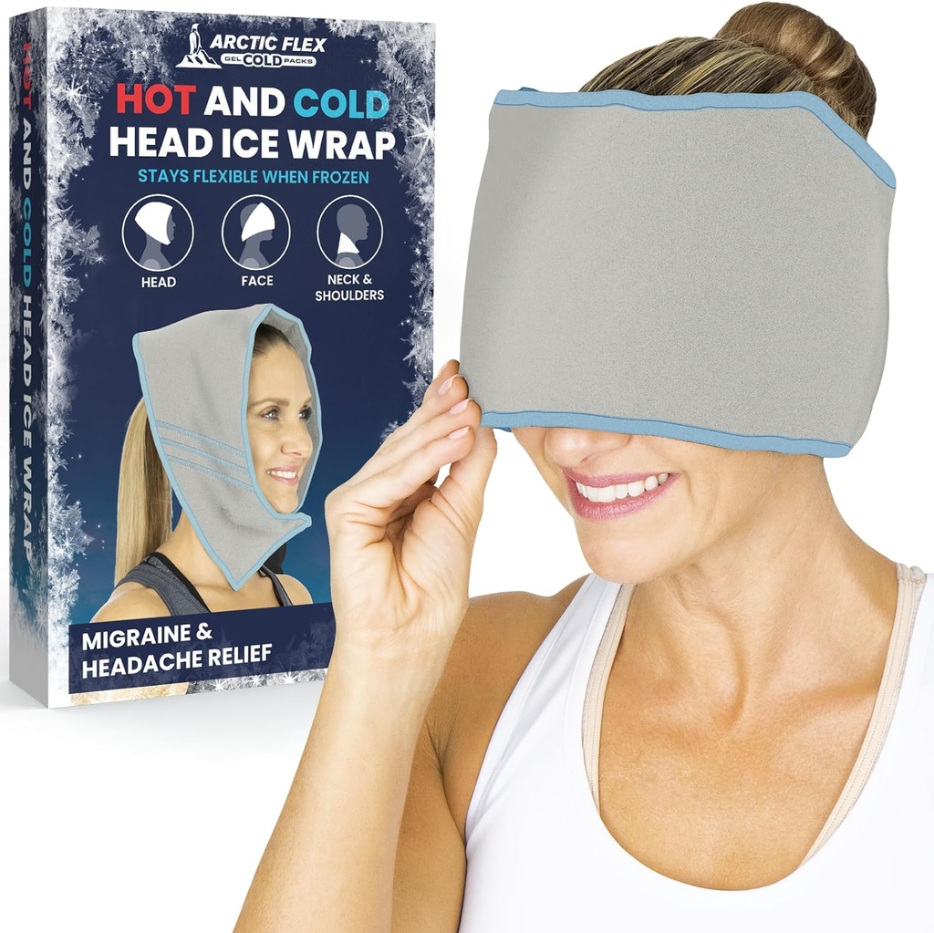 Arctic Flex Migraine Headache Relief Ice Head Wrap - Headaches Ice Pack Cap - Maschera per occhio freddo e hot Gel per lesioni al collo, dolore alla tensione delle spalle - Freeze, Terapia di calore - Kid, Uomini, Donne