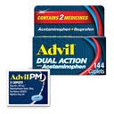 Advil Dual Action Con Acetaminophen E Ibuprofen (2 Dose Equivalent) Per il sollievo del dolore di 8 ore, Coated 144 Ct Caplets E 2 Ct. Campione di Advil PM