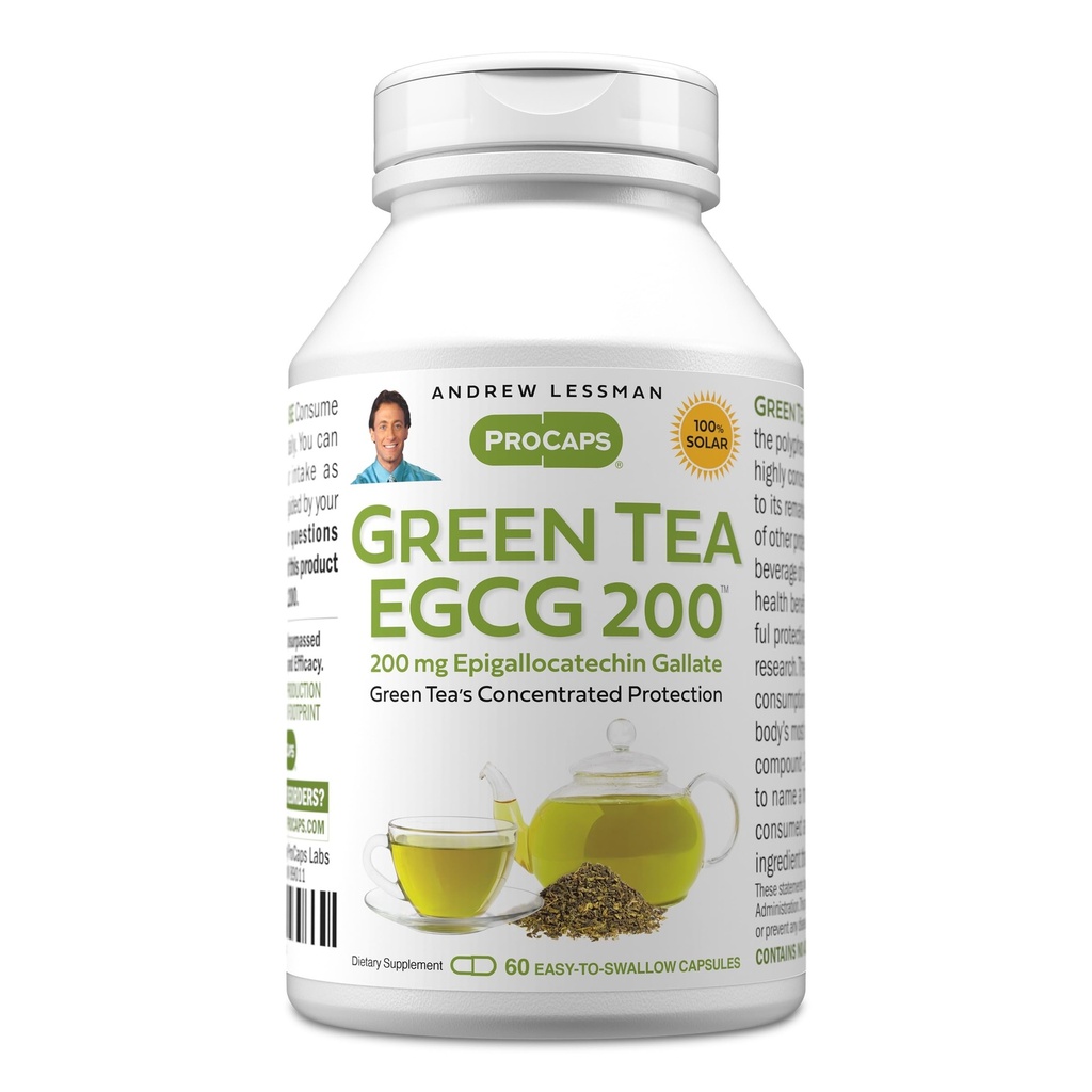 ANDREW LESSMAN Tè verde EGCG 200mg - 60 capsule - 200 mg EGCG, potente supporto antiossidante per la funzione di fegato sano, Immune, cervello, cuore e sistemi circolatori. Nessun Additivo