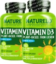 NATURELO Vitamina D - 2500 IU - Impianto Basato da Lichen - Integratore D3 Naturale per Sistema Immune, Supporto Bone, Salute Congiunta - Vegan - Non OGM - Gluten Free - 180 Capsule (Pack of 2)