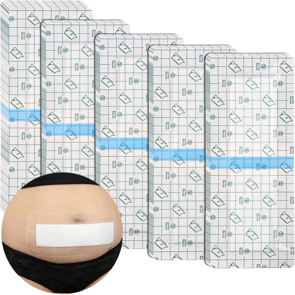 C-Sezione impermeabile incisione addominale Bandages post Hysterectomy Tummy Tuck doccia Protezione antiscivolo con protettore Pad Patches Island Dressing Taps Large Wound Care Forniture 4x10 Confezione da 25
