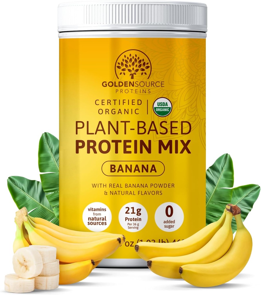 Banana - Polvere proteica basata sulle piante, Miscela proteica, Polvere proteica con vitamine e minerali, 20g di proteine, & Profilo di amminoacidi completo, Polvere proteica vegana