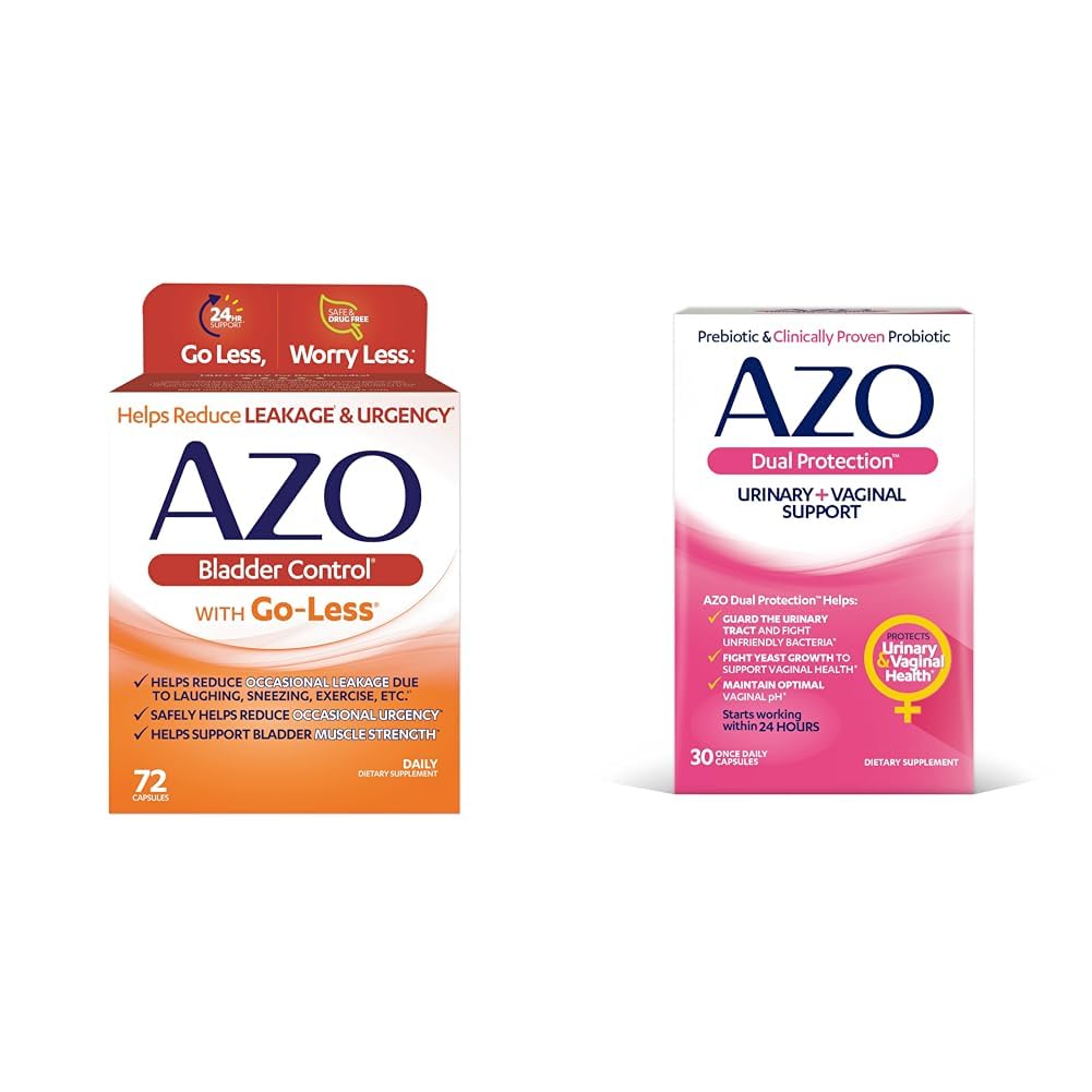 AZO Bladder Control con Go-Less Daily Supplement | Aiuta a ridurre Occasional Urgency & Dual Protection | Supporto urinario + vaginale*| Prebiotico Plus Probiotico delle donne