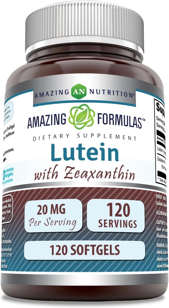 Amazing Formulas Lutein 20 mg con Zeaxanthin 800 mcg | Softgels Supplement | Non-GMO | Gluten Free | Made in USA (120 Count)