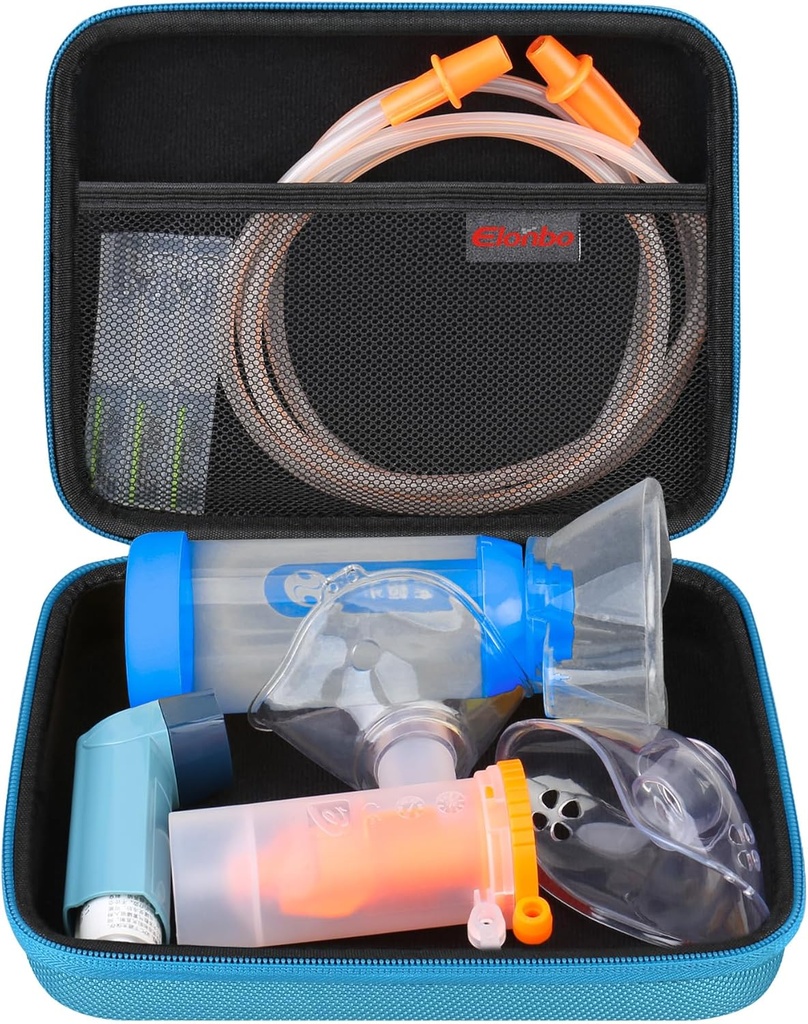 Elonbo Carrying Case per Nebulizer Ricambi Kit/Asma Inhaler/Inhaler Spacer Maschere/Nebulizzatore Tubing Mouthpiece Accessori Set di ricambio, Handheld Inhaler Nebulizer Bag (solo cassa)