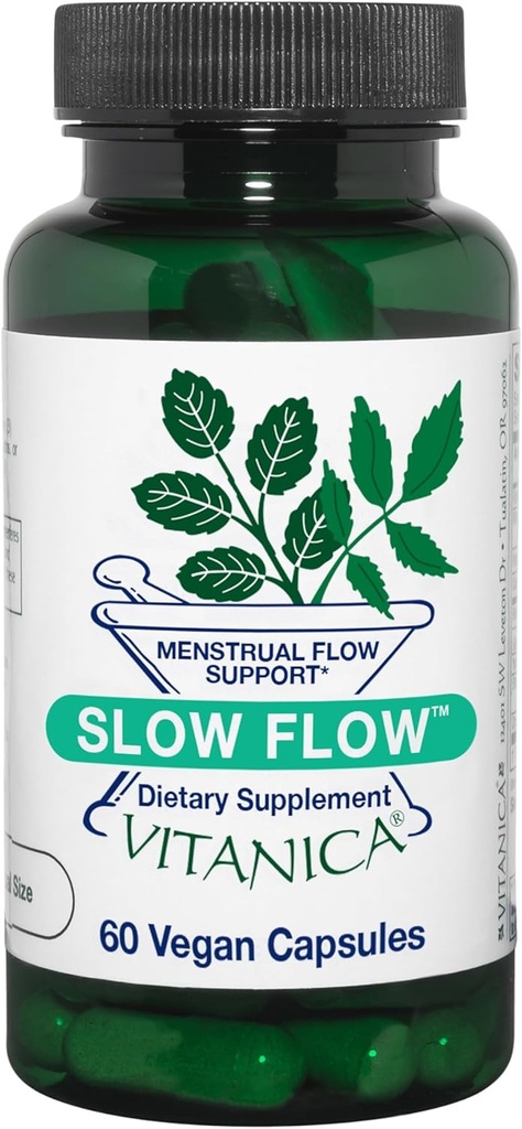 Vitanica Slow Flow, Supporto a flusso mestruale, Vegan, 60 capsule (Slow Flow Pro Logo)
