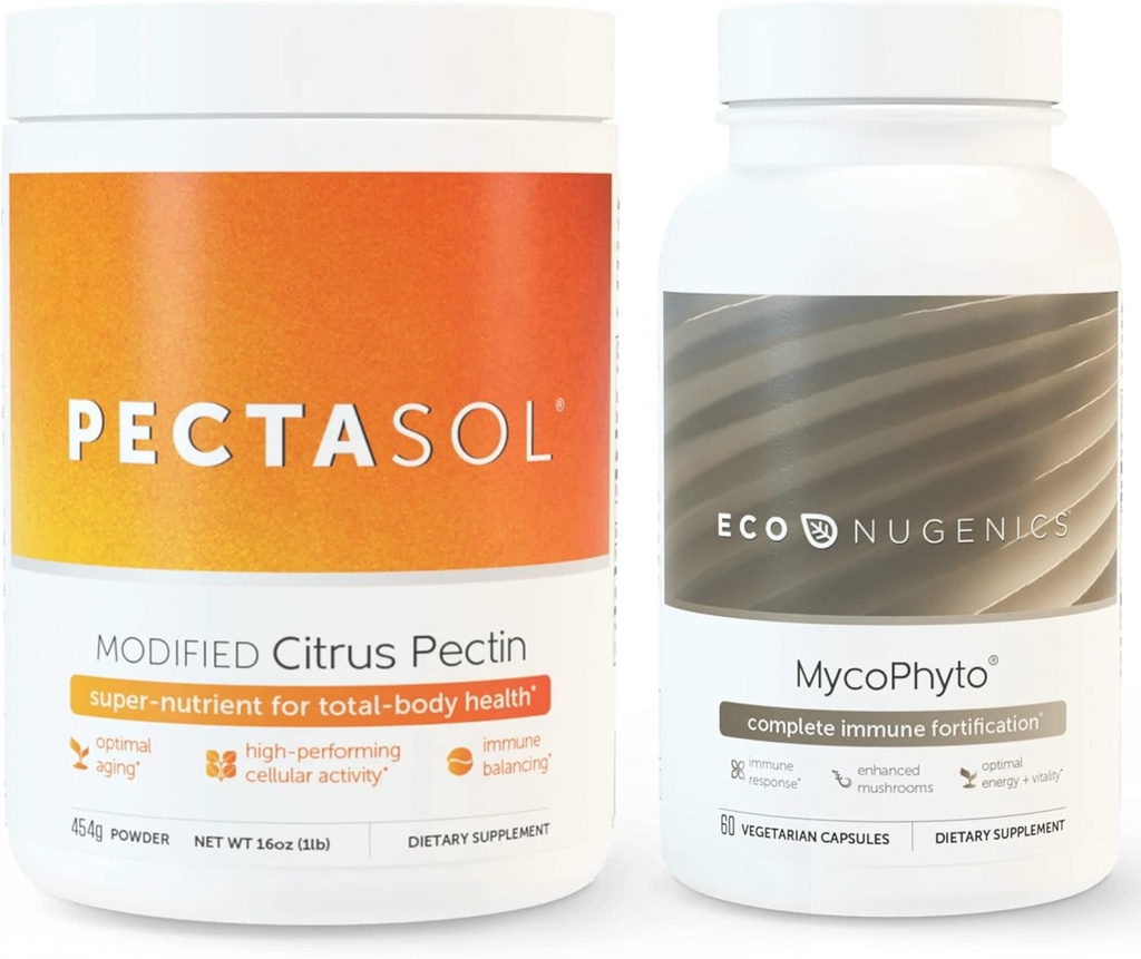 EcoNugenics Ultimate Immune System Support Pack - PectaSol-C Citrus modificato Pectin- 454 Grams & MycoPhyto Medicinal Mushroom Health- 60 capsule