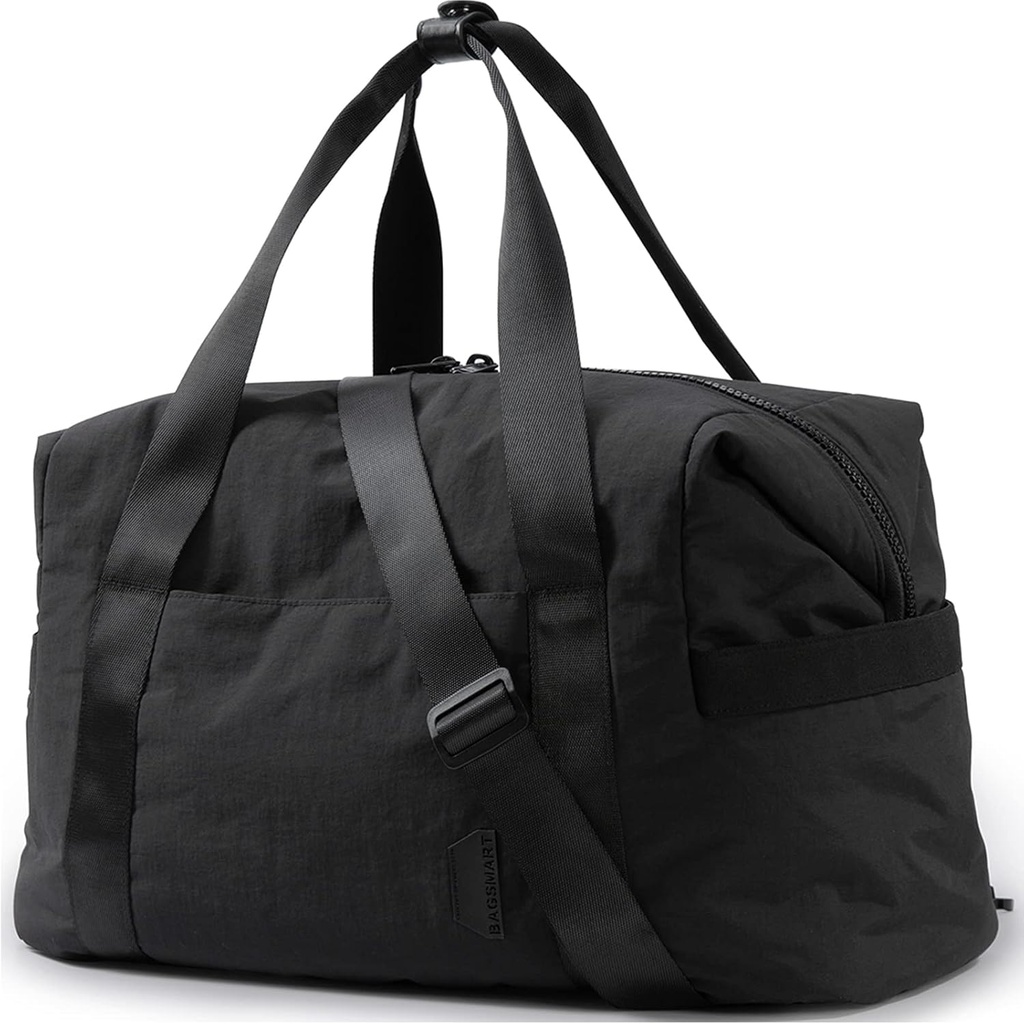 Borsa da palestra BAGSMART per le donne, Carry on Weekender Overnight Bag, Borse da viaggio con maniche a tracolla, Borsa da viaggio personalizzata Borsa da viaggio Borsa da ballo Workout (nero, medio)