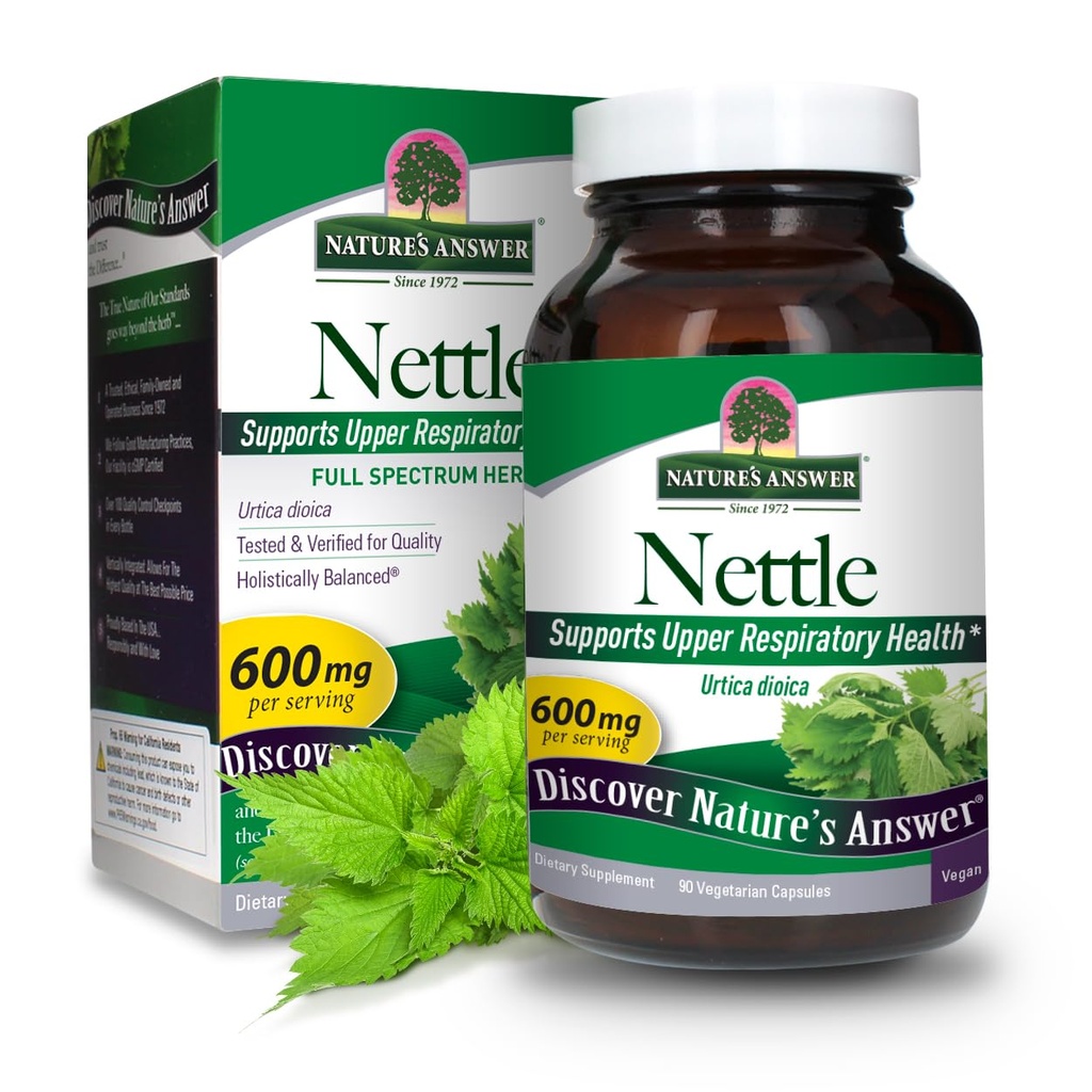 La risposta della natura nettle Leaf Vegan Capsule 90 Count | Supporto della prostata | Energia naturale | Supporto immunitario | Supplemento giornaliero