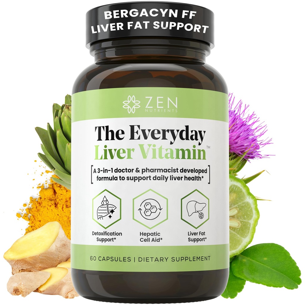 Nutrienti Zen La vitamina del fegato di tutti i giorni - Detox e Riparazione del fegato con Bergacyn FF, Thistle di latte organico, radice di dadelion & estratto di carciofo per la salute del fegato - Integratori di supporto del fegato