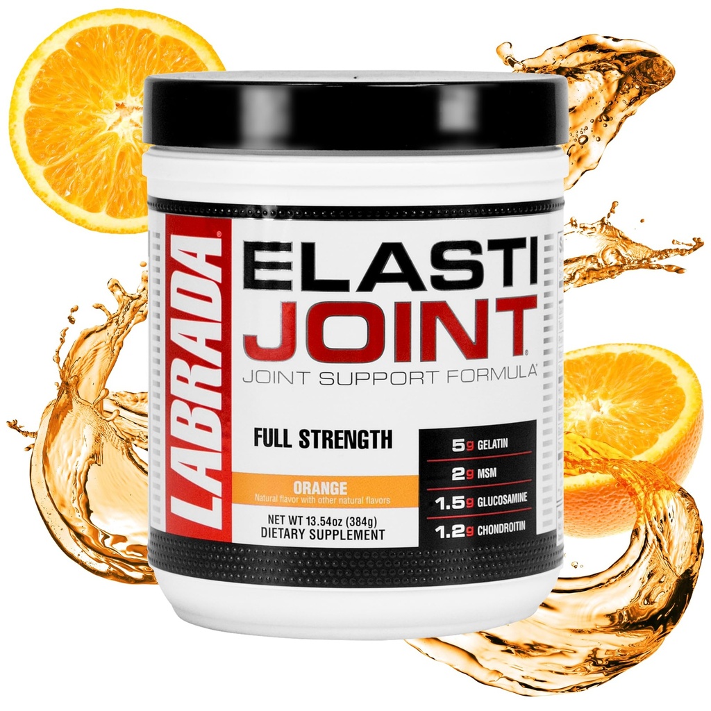 Labrada Nutrition Elastijoint, Arancione Flavor,Glucosamine Joint Support Supplement Powder for Men & Women, Joint Relief & Bone Health Supplement with MSM, Glucosamine Chondroitin MSM Gluten-Free