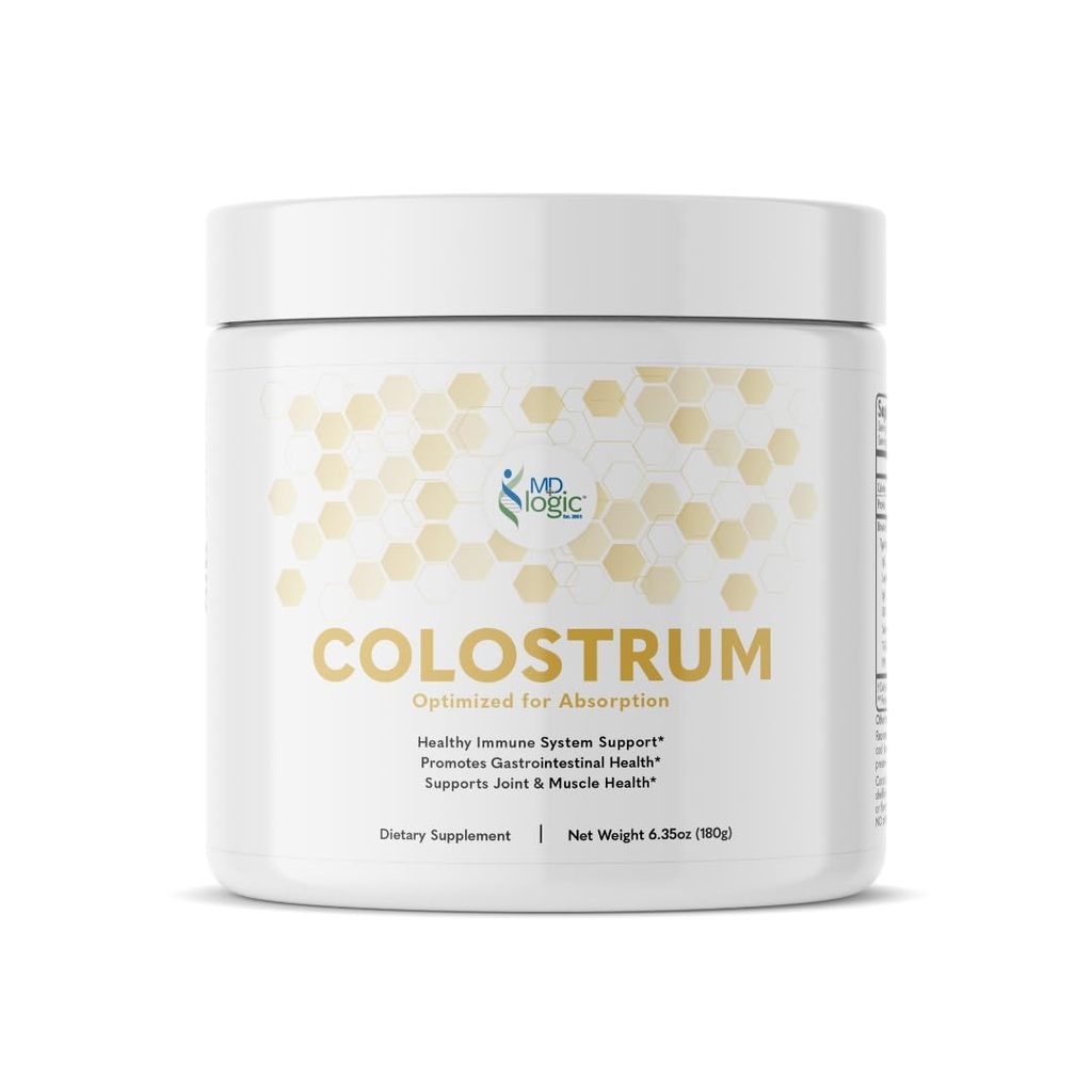 Colostrum di MD Logic Health® per Immune, Gut, Joint & Muscle Health Support - Pure, Potent, Low Molecular Bioactive Colostrum - 180g - 60 Serve - Made in New York