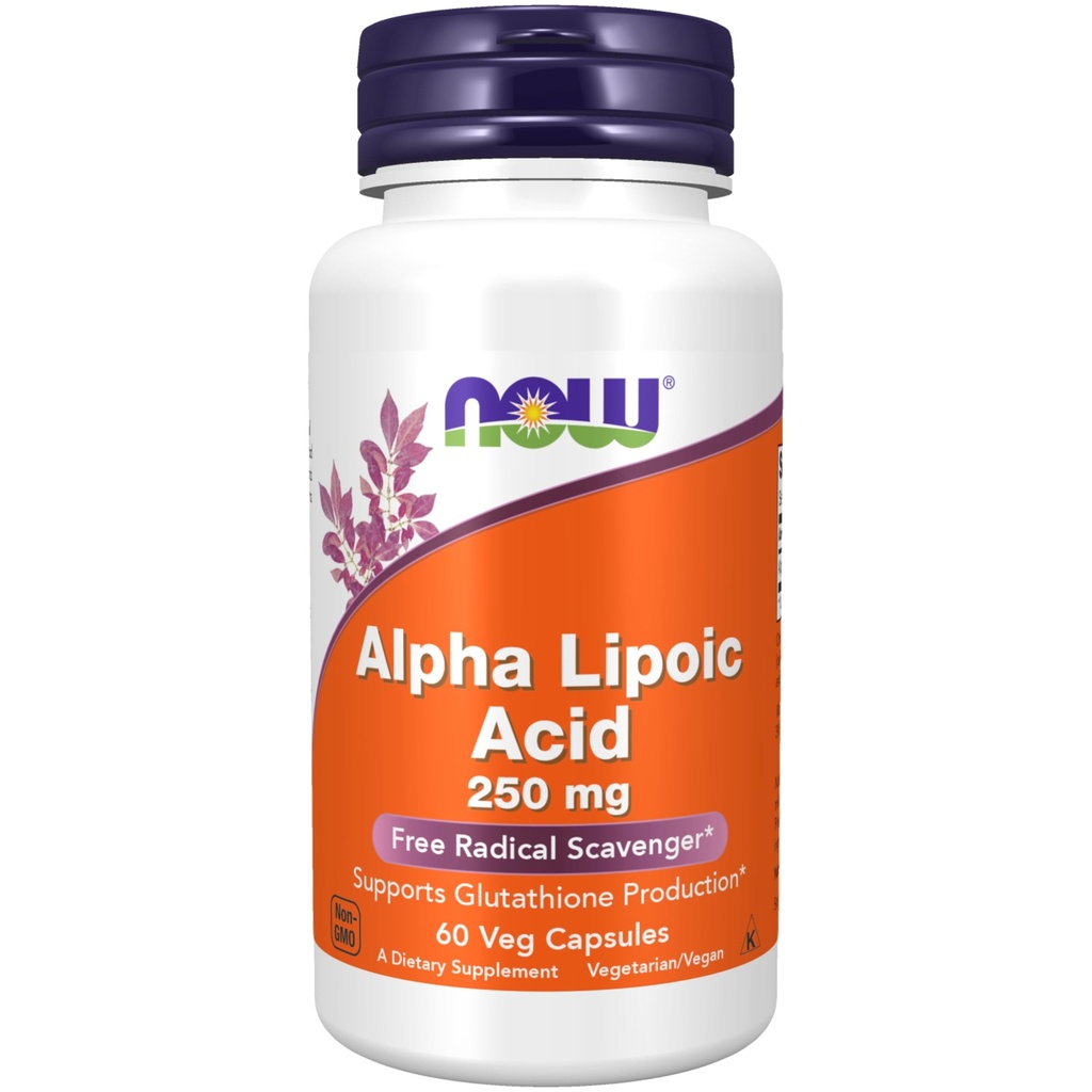 NOW Integratori alimentari, Acido alfa lipoico 250 mg, Supporta la produzione di Glutathione*, Free Radical Scavenger*, 60 capsule di veg
