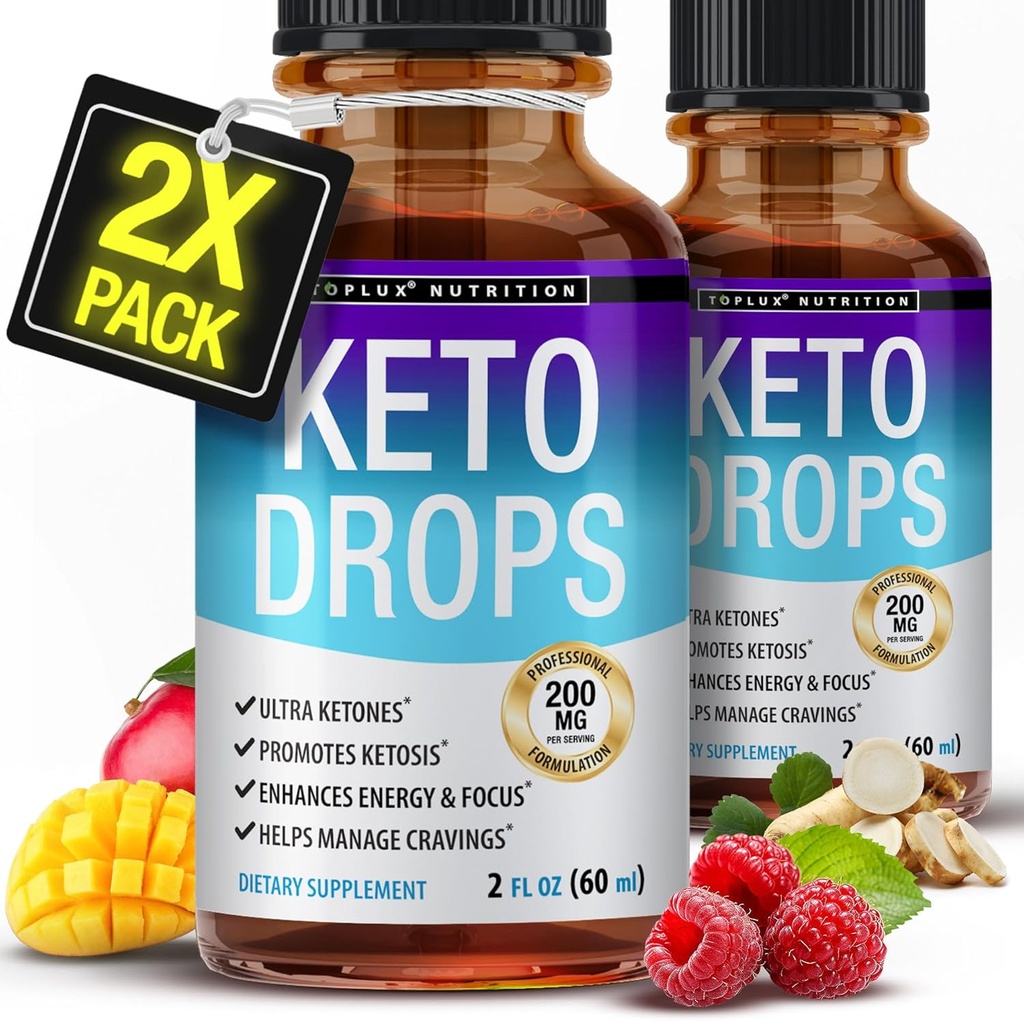 Toplux Keto Diet Drops Ketogenic Supplement - Formula Premium per sostenere la chetosi, migliore assorbimento liquido, Garcinia Cambogia, per gli uomini e le donne