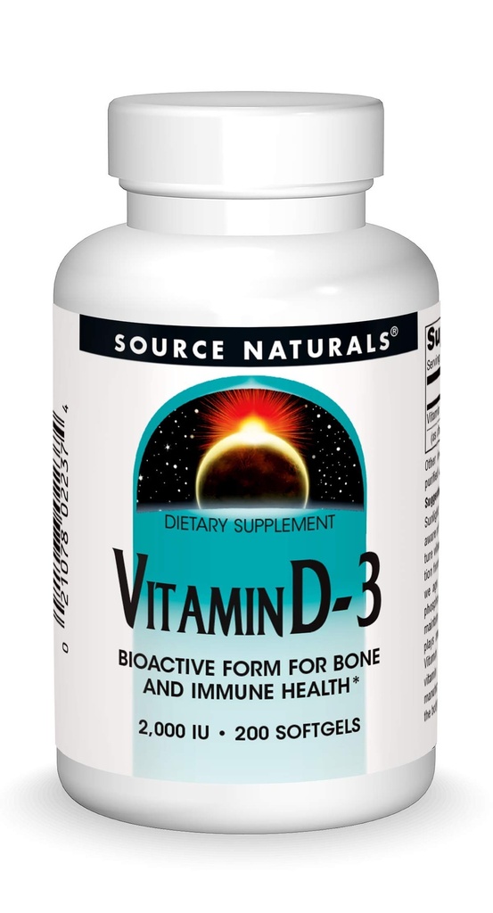 Fonte Naturals Vitamina D-3 2000 iu Supporta Bone & Salute Immune - 200 Softgels